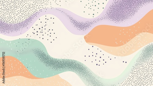Abstract Pastel Composition with Organic Shapes and Tiny Dots - made with Generative AI photo