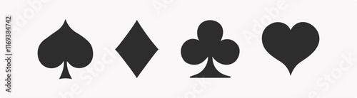 Suit deck of playing cards on white background. Suit deck of playing cards. Poker, card game, Vector illustration.