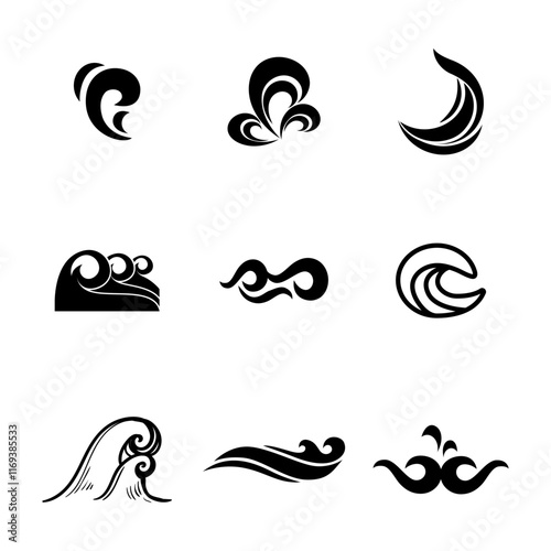 Water or wave collection logo and icons flat sytle 