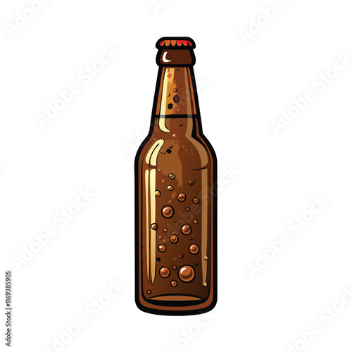 A brown beer bottle with a matte finish, standing upright.