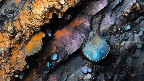 Vibrant mineral textures showcasing nature's colorful patterns. photo