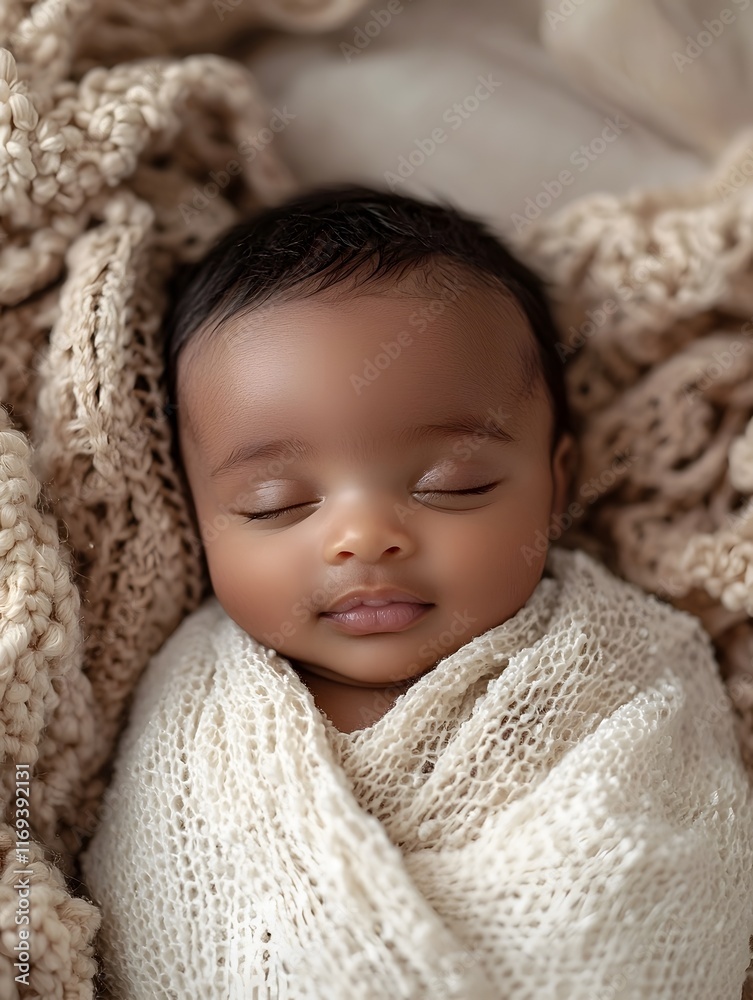 Peaceful Newborn Portrait in Minimalist White Wrap on Neutral Backdrop Peaceful Newborn Portrait in Minimalist White Wrap on Neutral Backdrop