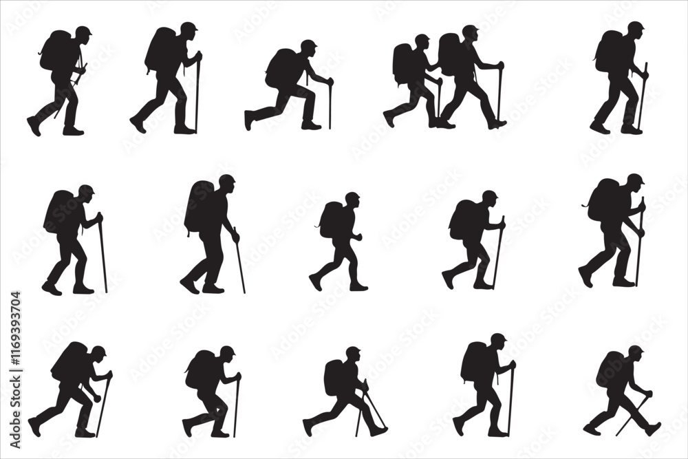 Fototapeta premium Hiking Adventures Icon Bundle