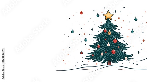 Charming Minimalist Christmas Tree Doodle for Festive Vector Graphics and Clipart Design