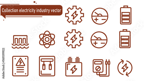 Collection electricity industry vector