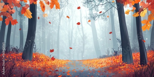 Autumn Forest Path With Fal...