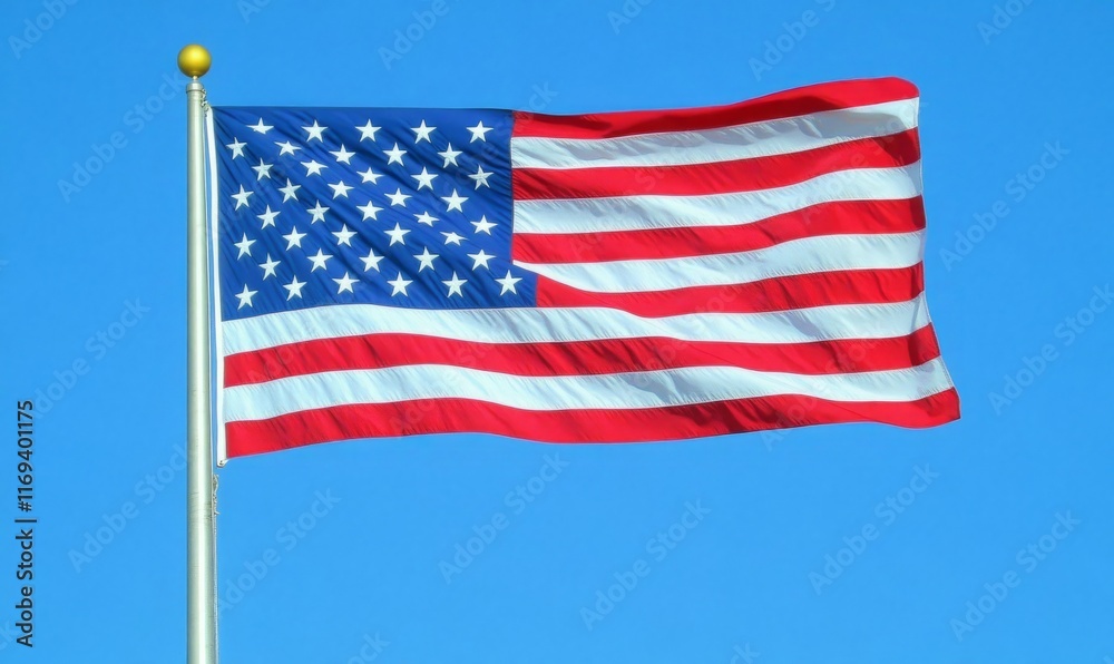 Obraz premium A wavy American flag displaying its iconic red white and blue colors symbolizing patriotism and national pride