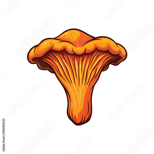 Create a realistic vector illustration of a false chanterelle mushroom.