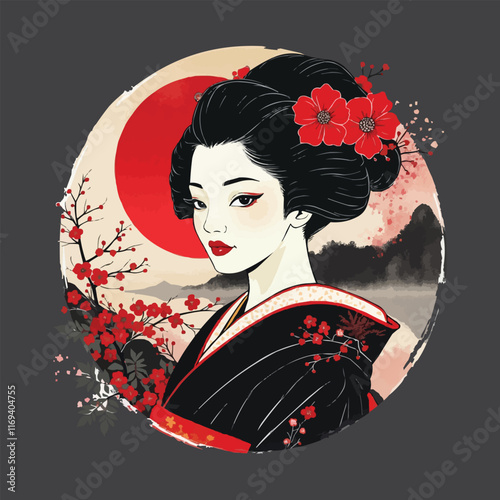Traditional Japanese Geisha Illustration in Stunning Detail