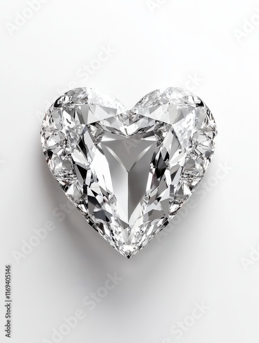 Stunning Heart-Shaped Diamond Gemstone on a Light Background, Showcasing Brilliant Cut and Intricate Facets, Perfect for Jewelry or Luxury Themes in Visuals photo