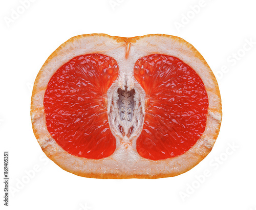 Obraz na płótnie Juicy grapefruit halves on a white background. w salonie