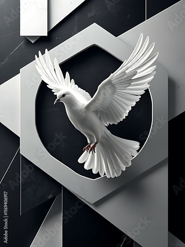 Extravagant Geometric Dove: Modern Abstract Art for Office & Home
