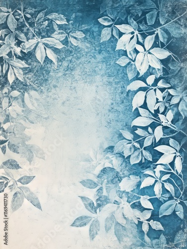Abstract Blue Leaf Pattern ...