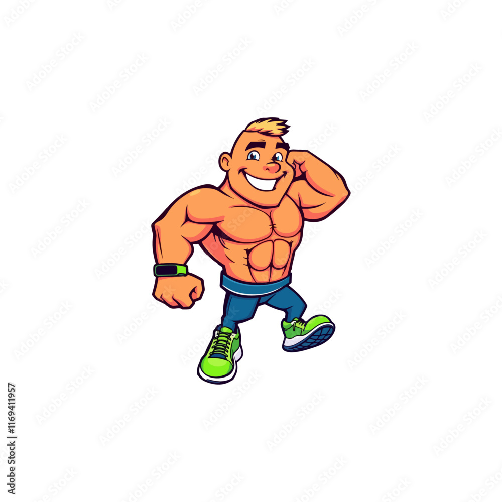 Working out male cartoon character vector Working out male cartoon character vector