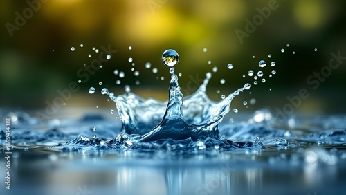 A splash of water, droplets flying.
