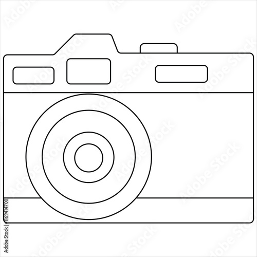 Continuous camera single line art drawing sketch vector illustration