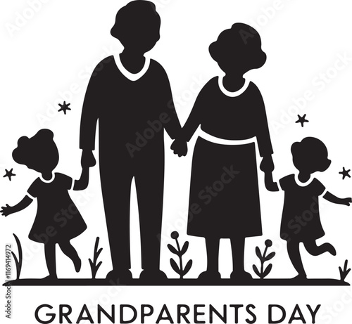 Grandparents icon silhouette vector with white background
