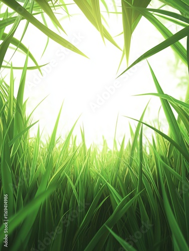 Lush Green Grass Blades Fra...