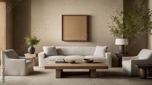 Wallpaper Mural Modern living room with neutral tones and minimalist decor Torontodigital.ca