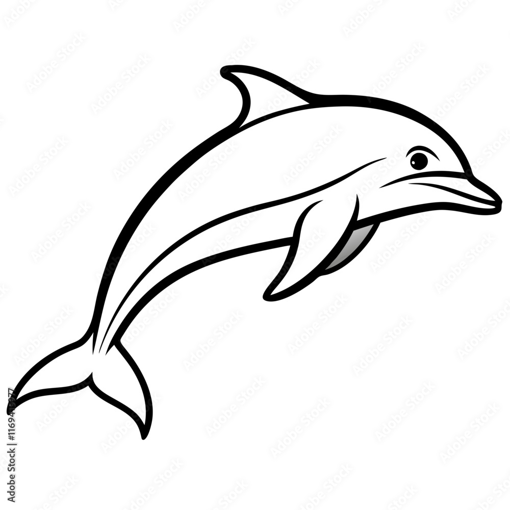 Bottlenose Dolphin Silhouette on White Background Bottlenose Dolphin Silhouette on White Background
