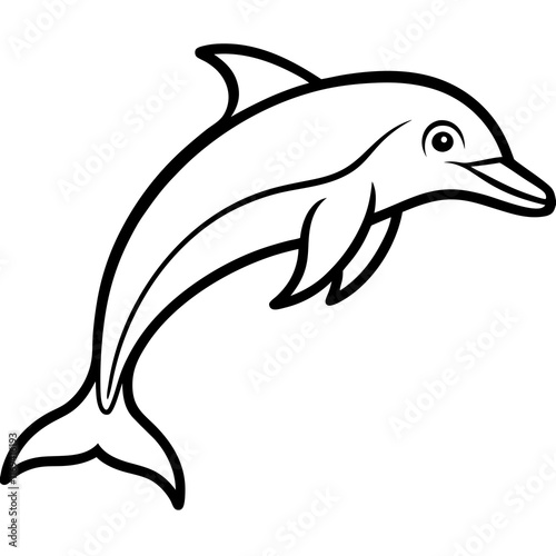 Bottlenose Dolphin Silhouette on White Background