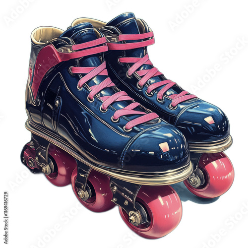 Vintage Roller Skates with Pink Laces and Colorful Wheels