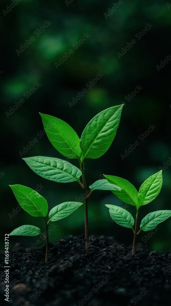 Growing plants in rich soil during a vibrant spring morning Growing plants in rich soil during a vibrant spring morning