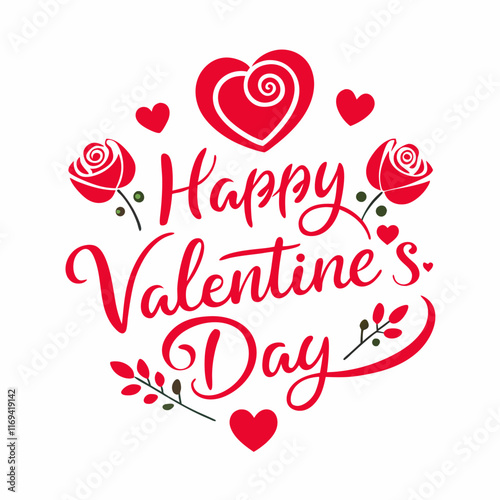 happy valentines card with flowers