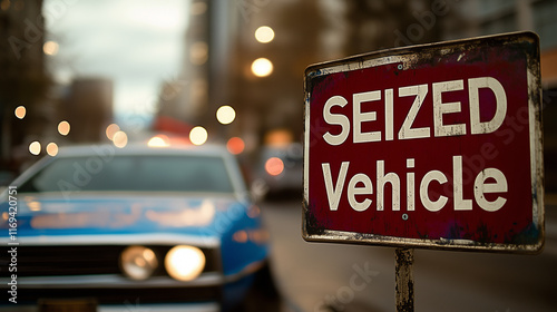  SEIZED Vehicle sign next to a car photo