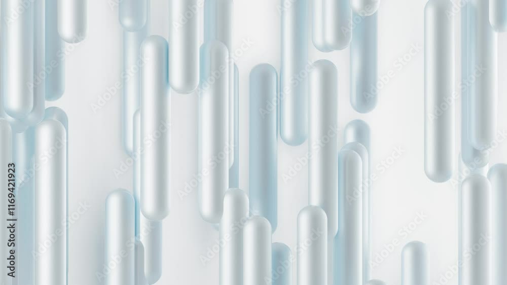 White particles, shapes moving on white background.