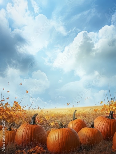Autumn Pumpkins in a Golden...
