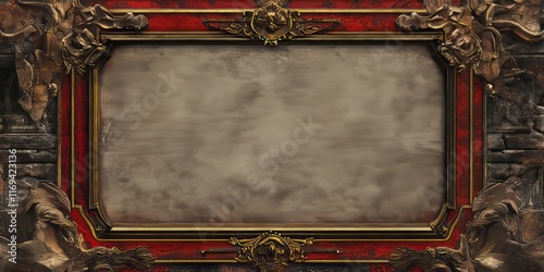 Ornate Red Gold Frame With ...