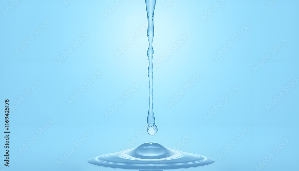 Water droplets falling from a melting icicle creating ripples in a blue background Water droplets falling from a melting icicle creating ripples in a blue background