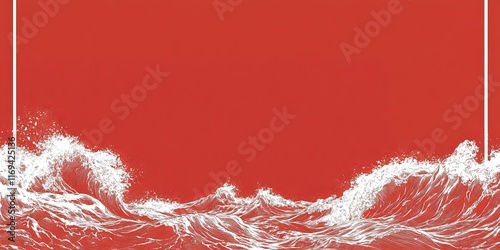 Red Background White Ocean ...