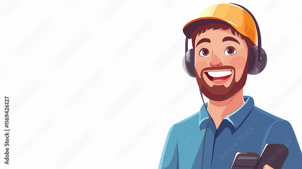 Wide Angle Delivery Services Call Center Man Providing Professional Customer Support Wide Angle Delivery Services Call Center Man Providing Professional Customer Support