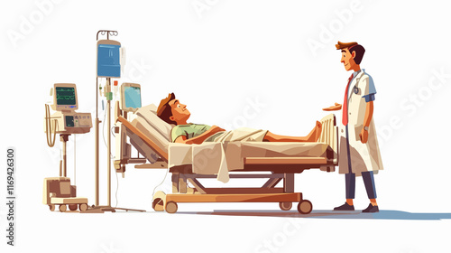 Clinical healthcare professionals attending patient in hospital room setting