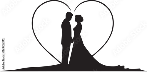 New Married Couple icon silhouette vector with white background 
