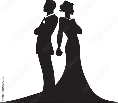 New Married Couple icon silhouette vector with white background 