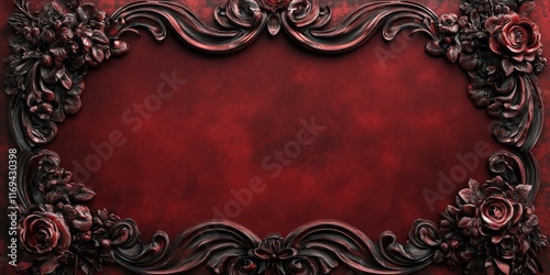 Ornate Dark Red Frame With ...