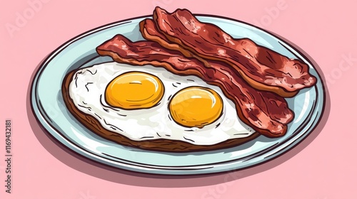 A delicious plate of fried eggs and crispy bacon. The perfect start to any day!