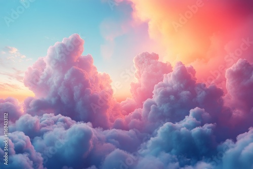 Colorful clouds display vibrant shades of pink, orange, and blue at sunset