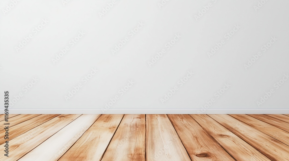 Minimalist Empty White Room with Wooden Floor and Large Window for Modern Design and Interior Inspiration