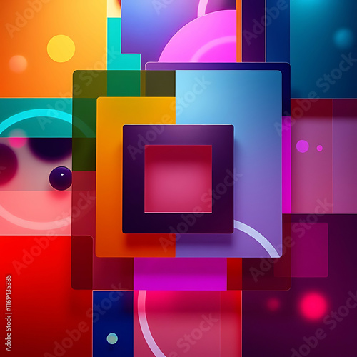 Vibrant Geometric Squares: Abstract Art in Pastel Hues