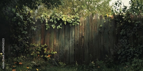 Overgrown Wooden Fence Enve...