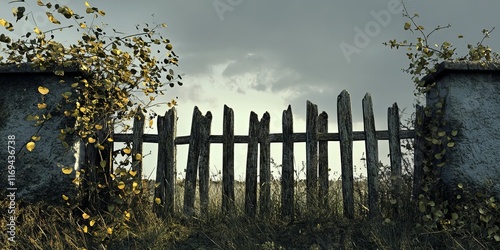 Rustic Wooden Fence Gate Ov...