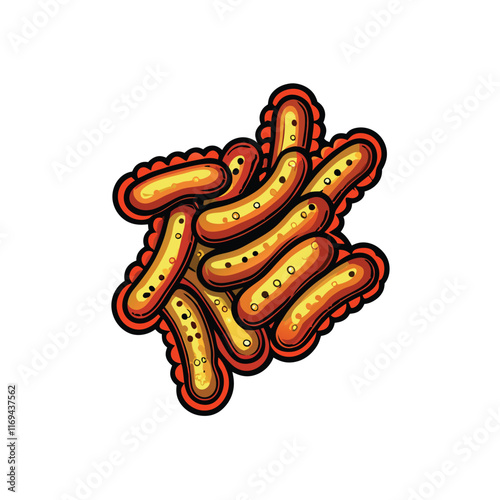 Detailed vector illustration of Mycobacterium tuberculosis bacteria.