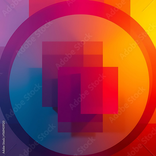 Geometric Harmony: Squares in Circles Abstract Art in Pastel Hues