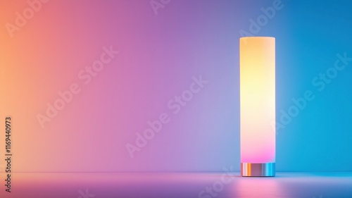 Modern ambient lamp illuminating a colorful room indoor photography contemporary close-up lighting design