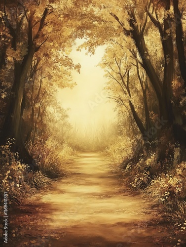 Golden Autumn Path Through ...