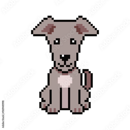 Pixel art cute greyhound dog vector in retro style for design.